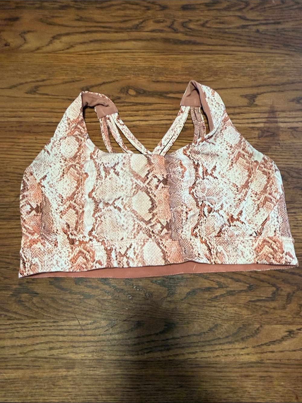 Victoria's Secret Pink Rust Snake-Print Strappy Sports Bra